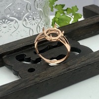 Bague réglable en argent sterling 925, monture vierge plaquée or rose pour cabochon rond de 4mm à 15mm, bijoux en pierres précieuses