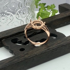 Bague réglable en argent sterling 925, monture vierge plaquée or rose pour cabochon rond de 4mm à 15mm, bijoux en pierres précieuses - Product Image 4