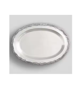 ถาดเสิร์ฟโลหะทรงรีสีเงิน ดีไซน์คลาสสิก สวยงาม ตกแต่งได้ ผลิตด้วยมือ เป็นมิตรกับสิ่งแวดล้อม คุณภาพระดับเชิงพาณิชย์ - Product Image 1