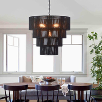 Lampe suspendue en jute naturelle noire, style minimaliste méditerranéen, écologique, tressée à la main, exportée en vrac du Vietnam