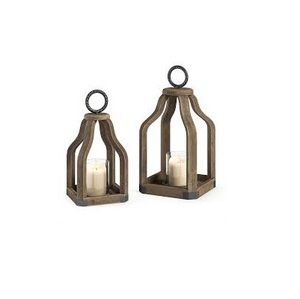 Linterna de Vela decorativa cuadrada de madera y acero inoxidable de alta calidad para decoración del hogar boda recién llegada - Product Image 5