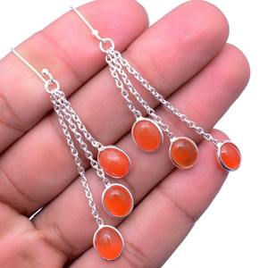 925 plata esterlina sólida Spinner cornalina pendientes mujeres colgantes piedras preciosas hechas a mano niñas pendientes plata boda regalo joyería - Product Image 2