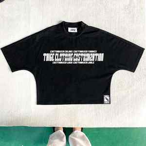 Camiseta recortada Vintage negra de alta calidad para hombre, diseño personalizable de gran tamaño con hombros caídos y peso pesado - Product Image 2