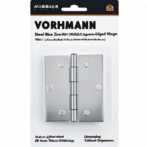 Charnières VORMANN en acier bleu zingué à bords carrés, hauteur 70 mm, largeur 1,4 mm, épaisseur 1,4 mm, lot de 20, pour organisateurs de placards - Product Image 3