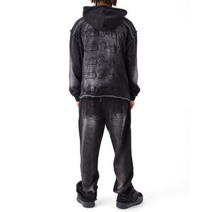 Chándal Unisex Deslavado al Ácido con Efecto Desgastado por el Sol, Diseño Personalizado, Ropa Urbana, Superventas, 100% Algodón, Transpirable, Ligero, Personalizable - Product Image 1