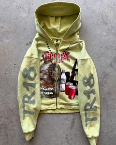 Sudadera con capucha de moda americana abrigo gráficos impresos cremallera de gran tamaño Sudadera de punto mujeres Y2K Harajuku Goth Casual Joker sudadera - Product Image 4