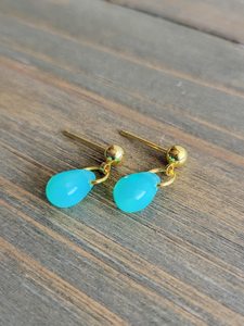 925เงินสเตอร์ลิง18K ทองเวอร์มีลแฮนด์เมดต่างหูรูปหยดน้ำอะเมซอนไนท์ธรรมชาติเครื่องประดับอัญมณีมินิมอลของขวัญสำหรับเธอ - Product Image 3