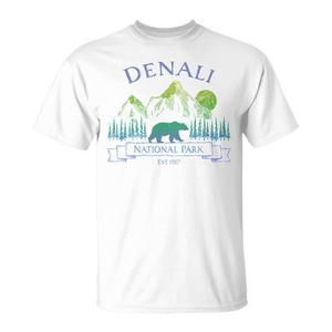 T-Shirt Vintage con Orso del Parco Nazionale Denali Alaska, Stile Retrò per Souvenir o Promozione - Product Image 1