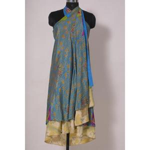 กระโปรงฮิปปี้แนวโบฮีเมียนผ้าไหมแบบกลับด้านได้ทำด้วยมือในอินเดียวินเทจผ้าไหมโพลีเดรสกระโปรงยาวคอสำหรับผู้หญิง - Product Image 4