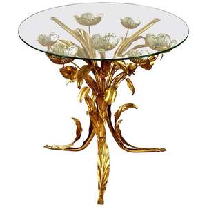 Table supérieure florale en aluminium fabriquée à la main avec finition en verre solide, idéale pour les collections de design d'intérieur organisées - Product Image 4