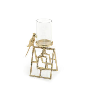 Christmas Candle <b>Holder</b> Metal and <b>Glass</b> Gold Finished Elegant Design for Home Decor Holiday Parties and Festive Events - Product Image 2