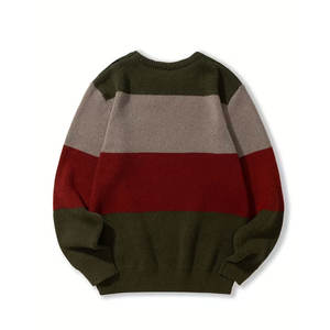 Pull en maille pour homme décontracté uni, col rond, sous-vêtement d'hiver, haut à enfiler, logo sur le devant, mélange polyester-coton, vêtements tendance - Product Image 2