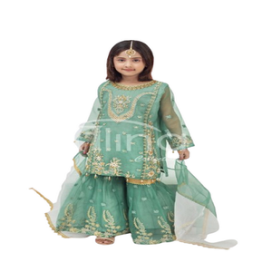 ชุดเดรสสำเร็จรูปแฟนซี 3 ชิ้น สำหรับเด็ก (เด็กผู้หญิง) ชุดออร์แกนซ่าสำเร็จรูป ระบายอากาศได้ดี สำหรับเด็ก ชุดออร์แกนซ่าสำเร็จรูปปักลาย - Product Image 1