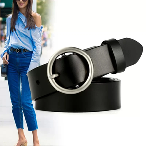 Ceintures en cuir véritable pour hommes Ceinture à boucles en cuir fendu Noir Casual Customized Logo Style - Product Image 6