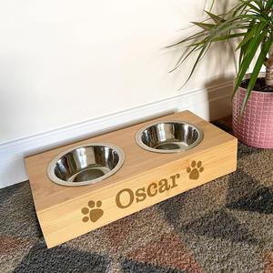 Natural Acacia Wood <b>Feeders</b> Stand, Pet <b>Feeder</b> for Dog Bowls Food Water to Beloved for Small Breed Dog, Puppies <b>Cats</b> - Product Image 6