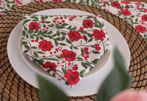 Mantel de algodón hecho a mano con estampado de bloques indios, mantel lavable de lujo, mesa de comedor cuadrada Floral roja, cubierta de cocina de estilo francés Vintage - Product Image 4