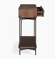 Tiroir de rangement industriel en manguier massif finition marron pieds en métal bureau maison salon couloir Table Console