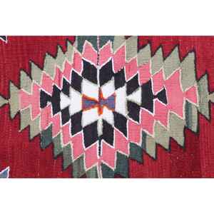 Alfombra Vintage de 5.5x9.3 pies, Alfombra Turca de Lana con Diseño Floral Rojo y Azul - Product Image 4