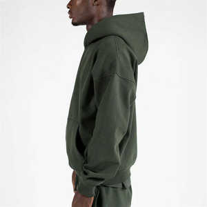 Sudadera con Capucha Cuadrada para Hombre de Alta Calidad, Personalizable con Logotipo, Estilo Urbano Vintage, Color Verde Oscuro, Algodón Grueso - Product Image 2