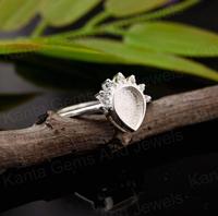 925 Sterling Silber 8x6mm Birnenförmiger Blanko-Fassungsringschachtel für Damen, umweltfreundlicher, handgefertigter Erinnerungsring mit Harz und Zirkonia für Asche