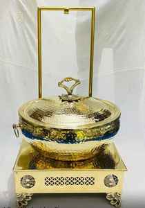 Ensemble de chauffe-buffet rond en cuivre pour restaurant - Product Image 5