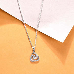 Pendentif Solitaire Bianca en Argent, Or, Or Rose, Platine, Rhodium Plaqué, Géométrique, Diamant, Zircon, Perle, Tendance, pour Fiançailles - Product Image 2