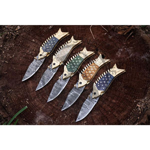 Vente chaude DIY OEM À La Main Poisson Couteau De Poche Damas Couteau Pliant Os Poignée Multi-Fonctionnel Cadeau Spécial Toute Occasion - Product Image 5