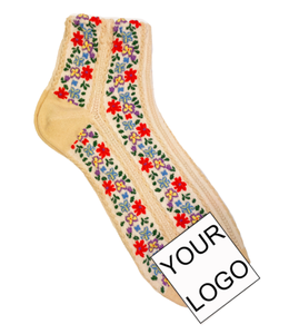 FOYSOCK KOREA Custom logo floreale di qualità ricamato alla caviglia Boho Design OEM cotone su misura in maglia etnica calzini sportivi da donna - Product Image 6