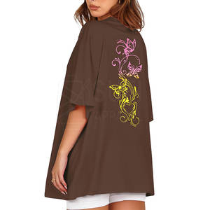 Nouveauté Vente directe d'usine T-shirt décontracté pour femmes Grande taille Surdimensionné Uni Design personnalisé 100% coton Personnalisable - Product Image 3