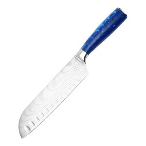 Vente en gros personnalisé OEM ODM Coutellerie Couteau de chef avec manche en résine bleue Couteau de cuisine en acier inoxydable et métal - Product Image 2
