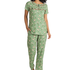 Camisones Elegantes para Mujer, 100% Algodón Orgánico, Tejido Transpirable, Manga Corta, Diseño de Pijama ODM, Suministro Directo de Fábrica - Product Image 3