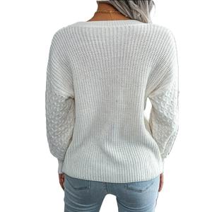 Pull décontracté oversize d'hiver pour femme, col rond, manches longues, tricoté, coupe ample, 100 % acrylique, anti-plis, fabriqué au Bangladesh - Product Image 4
