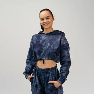 Luxe surdimensionné lavage à l'acide polaire sweat XS taille pull avec capuche personnalisé en détresse haut court Vintage hiver à capuche femmes - Product Image 1