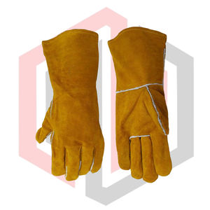 Gants de soudage résistants à la chaleur/au feu, en cuir antistatique, 14 pouces, texture lisse, poignet en tricot, résistant aux déchirures, 11 oz d'épaisseur - Product Image 5