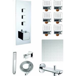 Sistema de Ducha Termostático Minimalista de Latón con Garantía de 5 Años, Cuerpo Cromado Pulido, Jets, Precio de Fábrica, Proveedor - Product Image 4