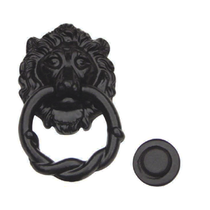 ที่เคาะประตูเหล็กแบบทนทานดีไซน์ทันสมัยเนื้อซี่โครงหัวสิงโตสีดำสำหรับออฟฟิศ - Product Image 4