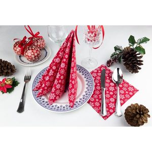 Tovaglioli Rossi 40x40cm con Stampa Bianca a Stelle, Morbidi e Asciutti, 300 Pezzi, B2B - Product Image 1