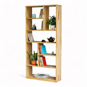 ชั้นวางหนังสือและของเล่น 6 ชั้นทันสมัย ​​80x25x170 ซม. ไม้ยางพารา KS68232 สำหรับห้องนั่งเล่น ห้องทำงาน ห้องเด็ก - Product Image 1