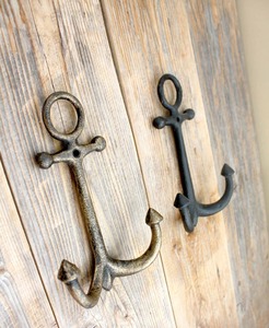 Toallero de hierro fundido para puerta delantera, Juego de 2 ganchos de hierro para puerta de hierro antigua, doble ancla grande - Product Image 4