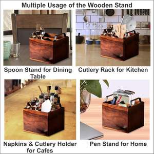 Organizador de Cubiertos de Madera Moderno con Asa, Caja de Almacenamiento Apilable para Cocina, Mesa de Comedor, Restaurante y Uso Doméstico - Product Image 3