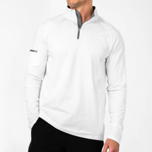 Chine vente en gros col zippé solide respirant Fitness solide Golf pull à manches longues personnalisé quart de fermeture éclair - Product Image 6