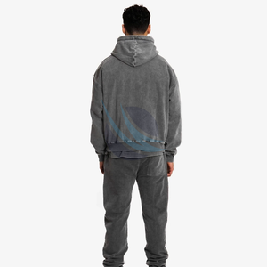 Sweats à capuche personnalisés pour hommes 100% coton Streetwear sweat à capuche thermique surdimensionné Vintage poids lourd 500gsm lavé à l'acide sweats à capuche pour homme - Product Image 3