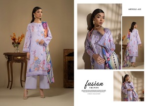 Costumes d'été élégants en coton pour femmes col en V grande taille Shalwar Kameez et robe de Faisalabad - Product Image 6