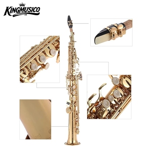 Saxophone <span class=keywords><strong>soprano</strong></span> Bb professionnel en laiton, saxophone <span class=keywords><strong>droit</strong></span> avec étui, instrument de musique OEM - Product Image 2