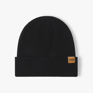 Gorros de Algodón Ecológicos con Etiqueta de Gamuza con Logotipo Personalizado, Gorros de Invierno Tejidos Personalizados - Product Image 3