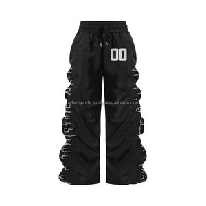Confortable imperméable coupe-vent pantalon taille élastique hommes pantalons couleur unie surdimensionné hommes coupe-vent ample lavé hommes pantalons - Product Image 5
