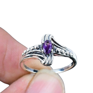 Anillo de piedras preciosas de amatista, joyería para mujer, joyería de estilo bohemio de Plata de Ley 925, anillo hecho a mano de tendencia, regalo para ella - Product Image 1