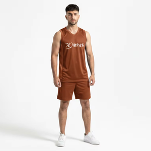 เสื้อบาสเก็ตบอลพรีเมียมสีเบิร์นท์เซียนน่า สำหรับทีมทันสมัย ฝึกซ้อม คลับ ระบายอากาศได้ดี ผลิตจากผ้าตาข่าย - Product Image 1