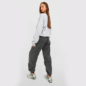 กางเกงวิ่งขายาวสำหรับผู้หญิงกางเกงวอร์มซักด้วยกรดผ้าคอตตอนขนแกะ100% สำหรับผู้หญิง - Product Image 2