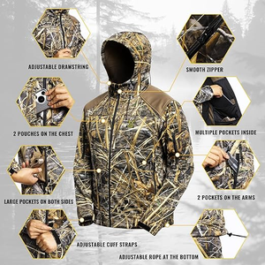 Vêtements de chasse pour hommes, veste et pantalon de chasse compatibles avec sangle de sécurité, doublure en polaire, silencieux, chaud, résistant à l'eau - Product Image 2